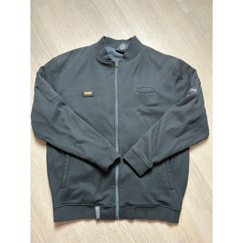 LRG Lifted Research Group Full Zip Jacket XL Gray Waffle Thermal Knit Bomber
